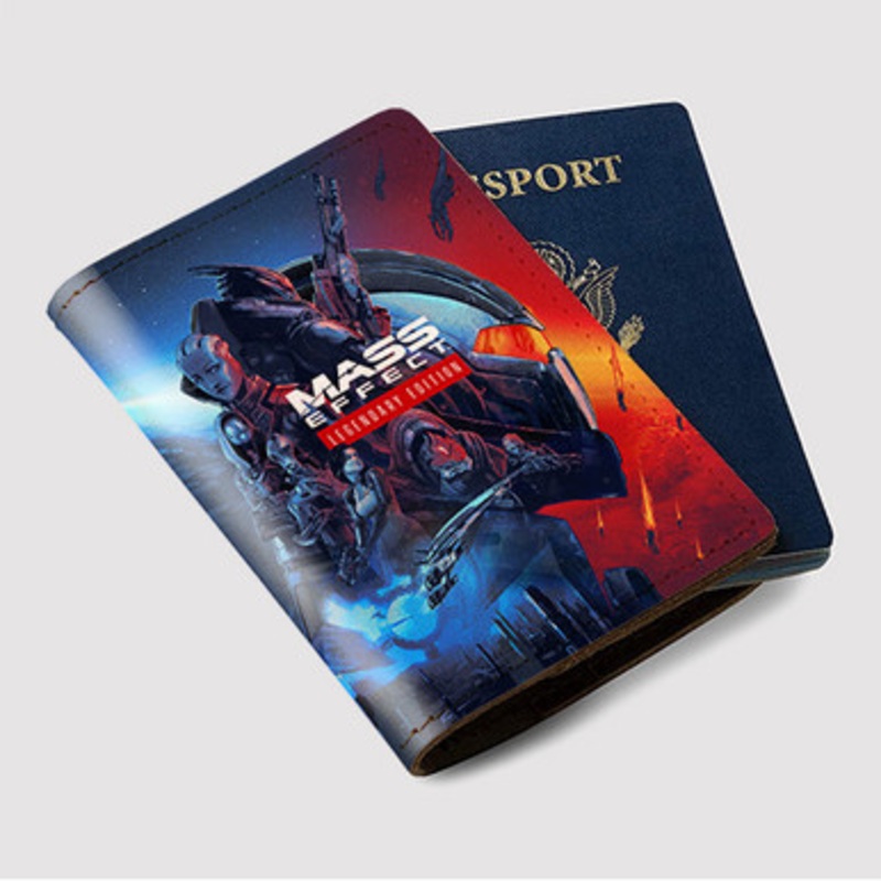 Pastele Mass Effect Legendary Edition Custom Passport Wallet Case With Credit Card Holder Awesome Personalized PU Leather Travel Trip Vacation Baggage Cover