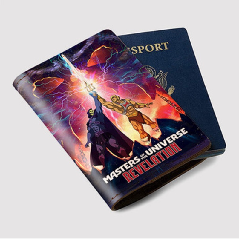 Pastele Masters of the Universe Revelation Custom Passport Wallet Case With Credit Card Holder Awesome Personalized PU Leather Travel Trip Vacation Baggage Cover