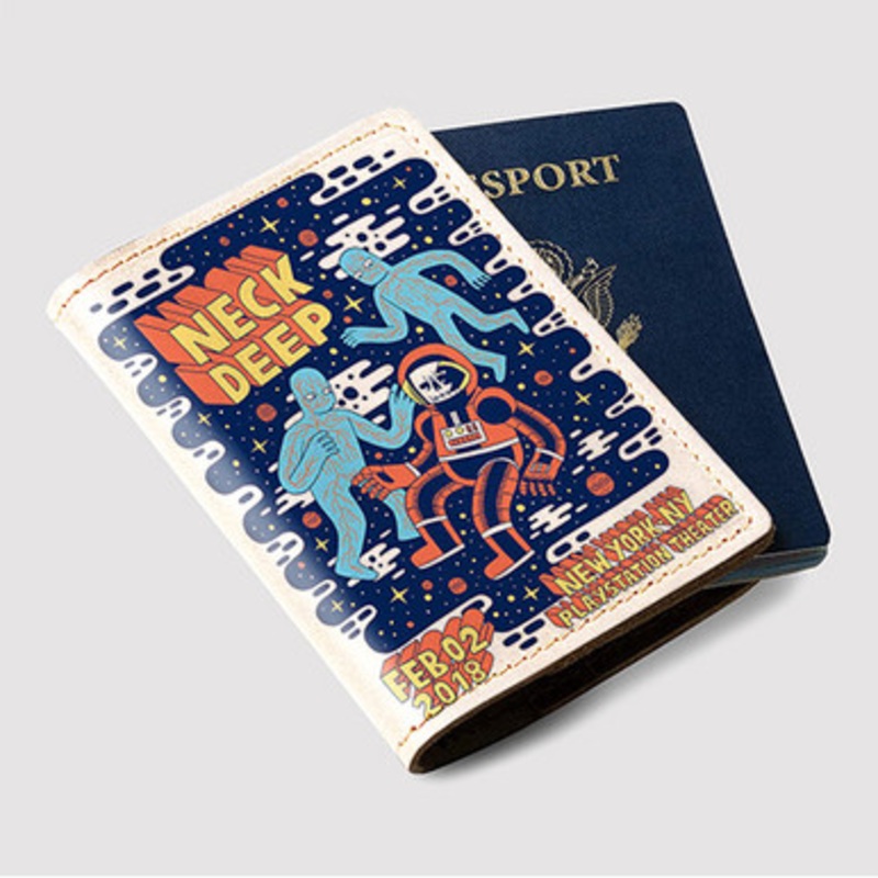Pastele Neck Deep NY Custom Passport Wallet Case With Credit Card Holder Awesome Personalized PU Leather Travel Trip Vacation Baggage Cover