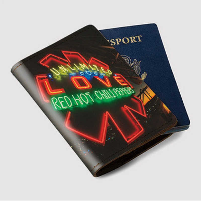 Pastele Red Hot Chili Peppers Unlimited Love Custom Passport Wallet Case With Credit Card Holder Awesome Personalized PU Leather Travel Trip Vacation Baggage Cover
