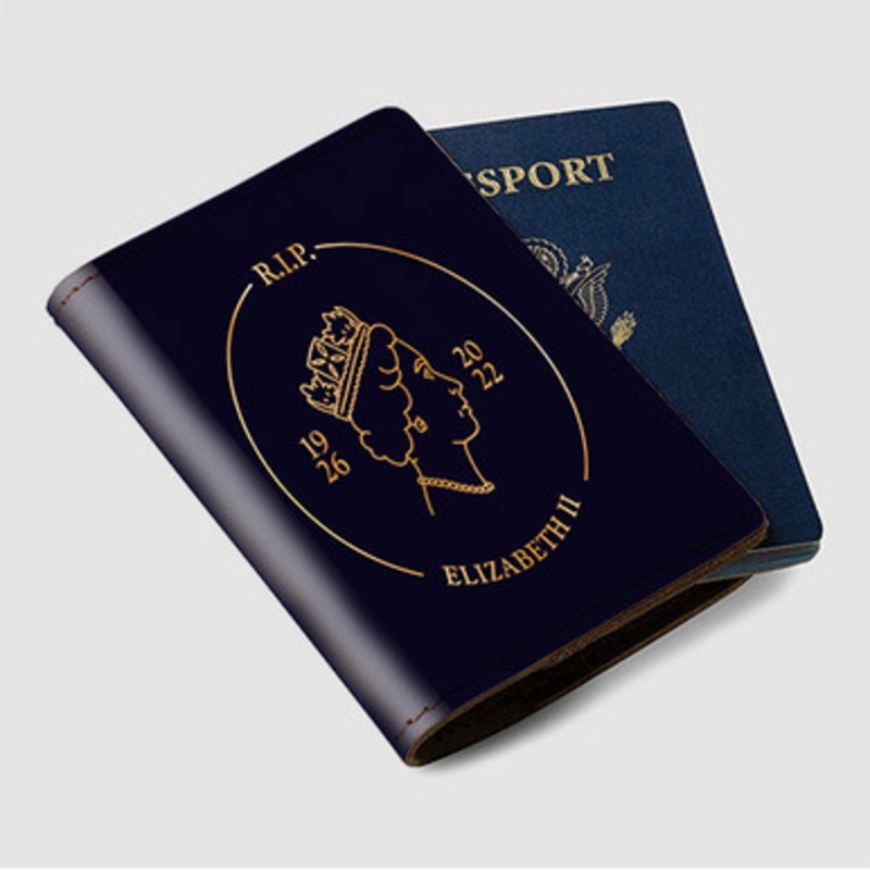 Pastele RIP Queen Elizabeth II Custom Passport Wallet Case With Credit Card Holder Awesome Personalized PU Leather Travel Trip Vacation Baggage Cover