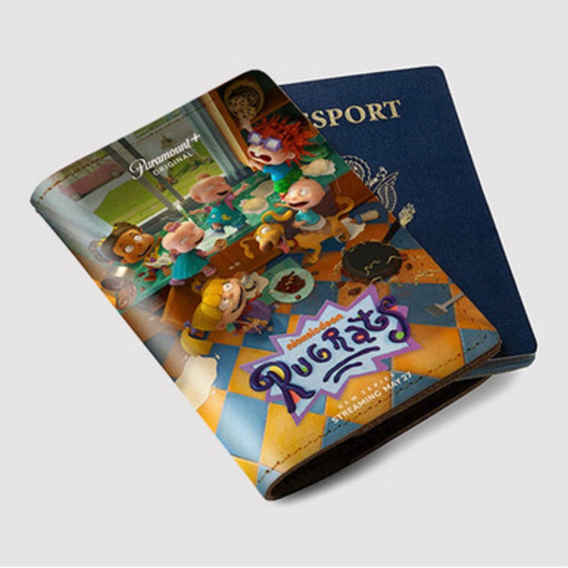 Pastele Rugrats Tv Series Custom Passport Wallet Case With Credit Card Holder Awesome Personalized PU Leather Travel Trip Vacation Baggage Cover