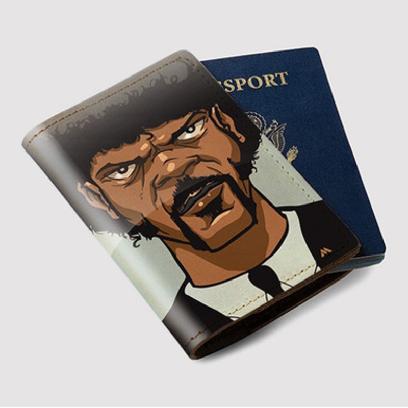Pastele Samuel L Jackson Pulp Fiction Custom Passport Wallet Case With Credit Card Holder Awesome Personalized PU Leather Travel Trip Vacation Baggage Cover