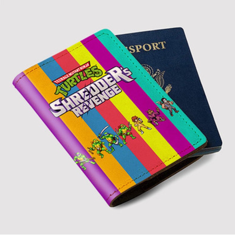 Pastele Teenage Mutant Ninja Turtles Shredder s Revenge Characters Custom Passport Wallet Case With Credit Card Holder Awesome Personalized PU Leather Travel Trip Vacation Baggage Cover