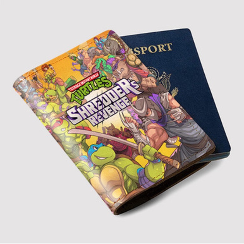 Pastele Teenage Mutant Ninja Turtles Shredder s Revenge Custom Passport Wallet Case With Credit Card Holder Awesome Personalized PU Leather Travel Trip Vacation Baggage Cover
