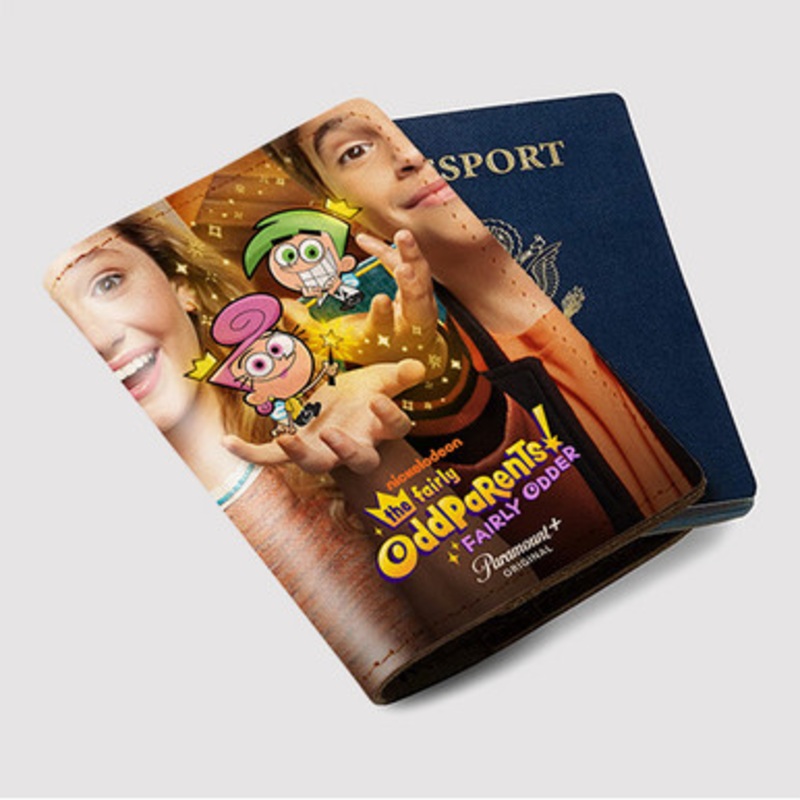 Pastele The Fairly Odd Parents Fairly Odder Custom Passport Wallet Case With Credit Card Holder Awesome Personalized PU Leather Travel Trip Vacation Baggage Cover