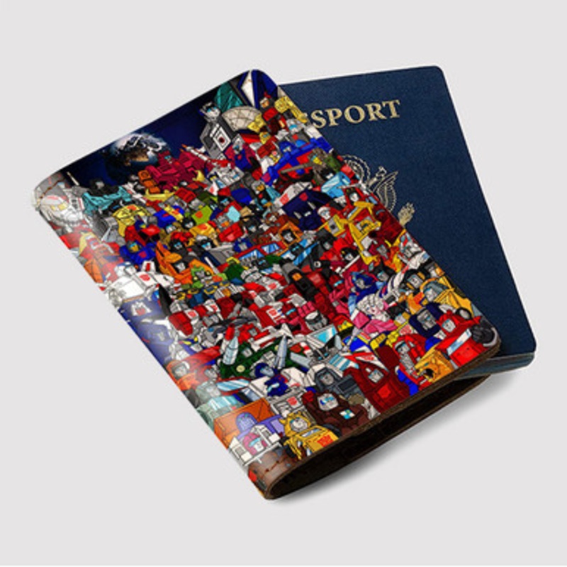 Pastele Transformers G1 Autobots Collage Custom Passport Wallet Case With Credit Card Holder Awesome Personalized PU Leather Travel Trip Vacation Baggage Cover