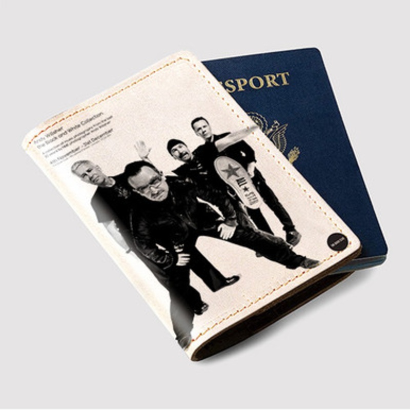 Pastele U2 Band Custom Passport Wallet Case With Credit Card Holder Awesome Personalized PU Leather Travel Trip Vacation Baggage Cover