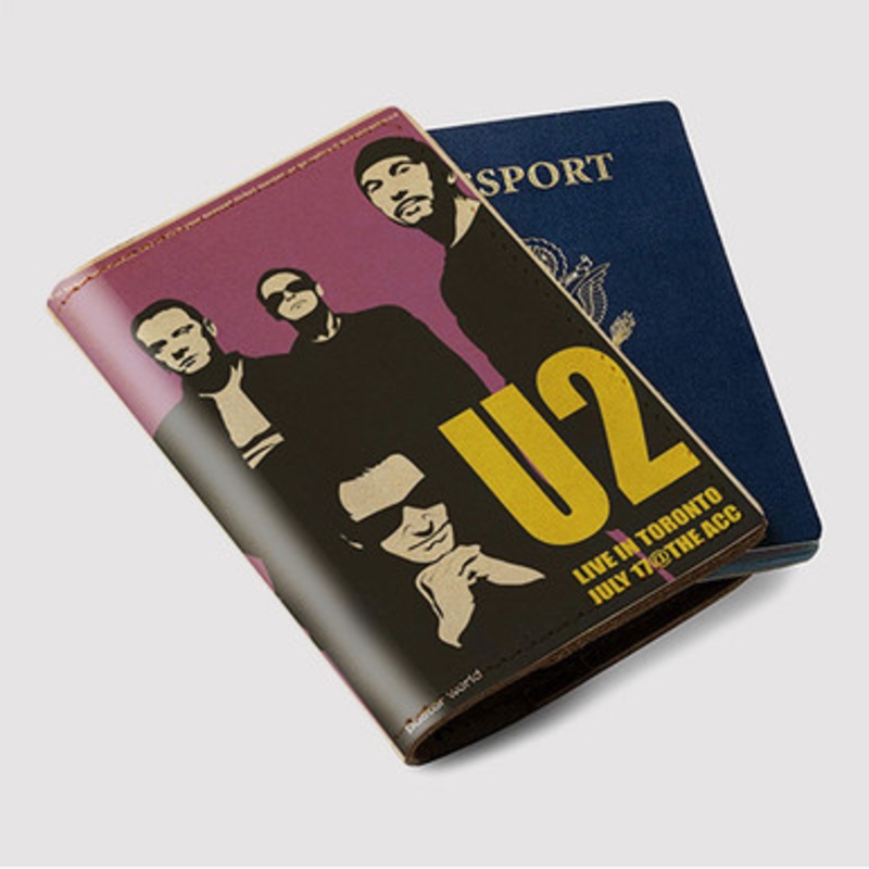 Pastele U2 Vintage Custom Passport Wallet Case With Credit Card Holder Awesome Personalized PU Leather Travel Trip Vacation Baggage Cover