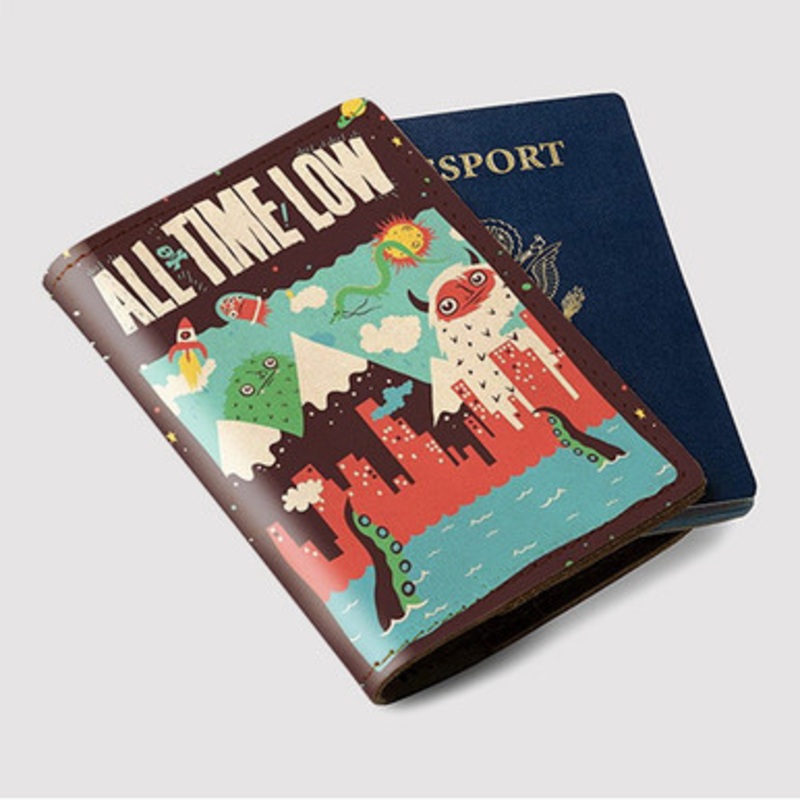 Pastele All Time Low Band Custom Passport Wallet Case With Credit Card Holder Awesome Personalized PU Leather Travel Trip Vacation Baggage Cover