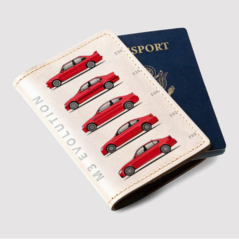 Pastele BMW M3 Evolution Custom Passport Wallet Case With Credit Card Holder Awesome Personalized PU Leather Travel Trip Vacation Baggage Cover
