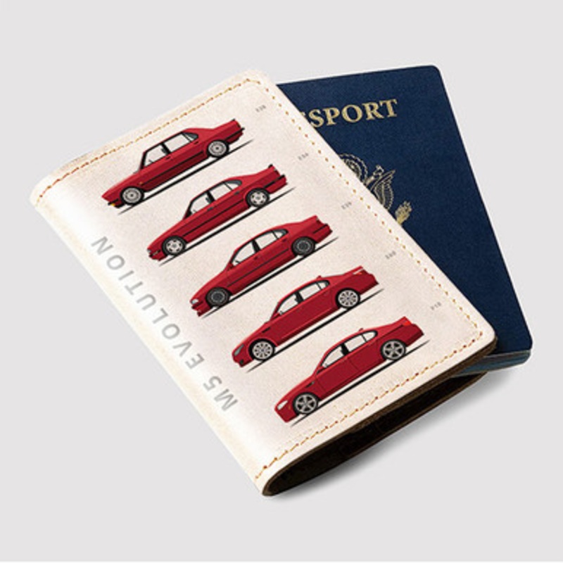 Pastele BMW M5 Evolution Custom Passport Wallet Case With Credit Card Holder Awesome Personalized PU Leather Travel Trip Vacation Baggage Cover