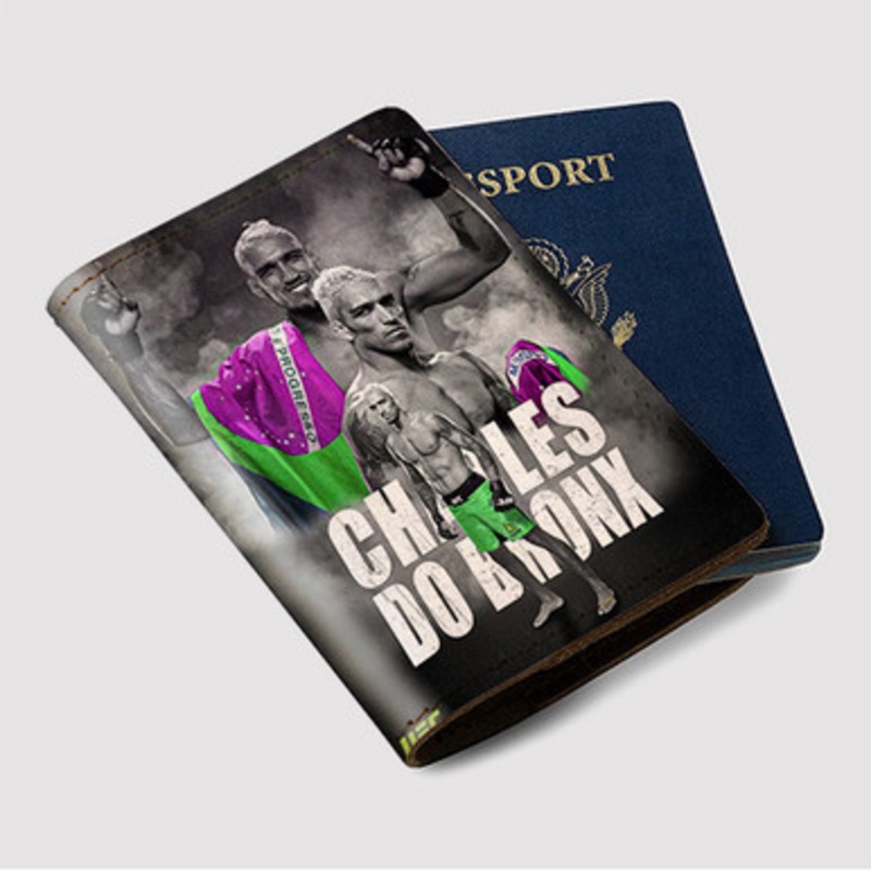 Pastele Charles Oliveira UFC Do Bronx Custom Passport Wallet Case With Credit Card Holder Awesome Personalized PU Leather Travel Trip Vacation Baggage Cover