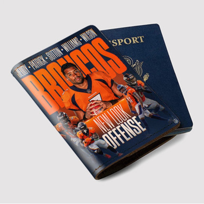 Pastele Denver Broncos NFL 2022 Custom Passport Wallet Case With Credit Card Holder Awesome Personalized PU Leather Travel Trip Vacation Baggage Cover