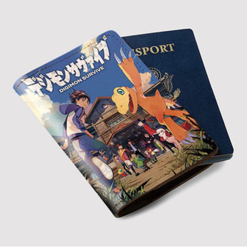 Pastele Digimon Survive Custom Passport Wallet Case With Credit Card Holder Awesome Personalized PU Leather Travel Trip Vacation Baggage Cover