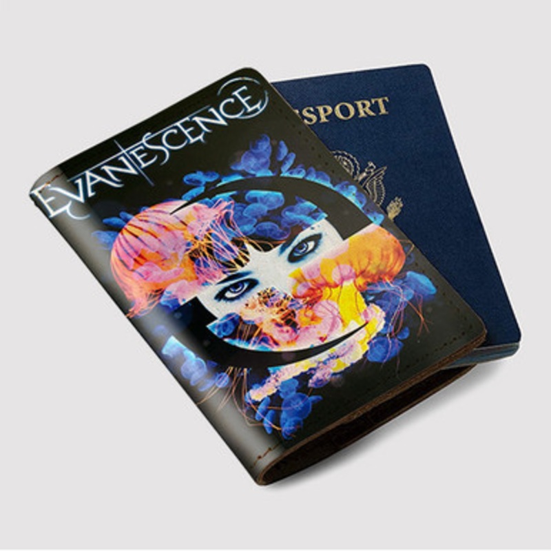 Pastele Evanescence Custom Passport Wallet Case With Credit Card Holder Awesome Personalized PU Leather Travel Trip Vacation Baggage Cover
