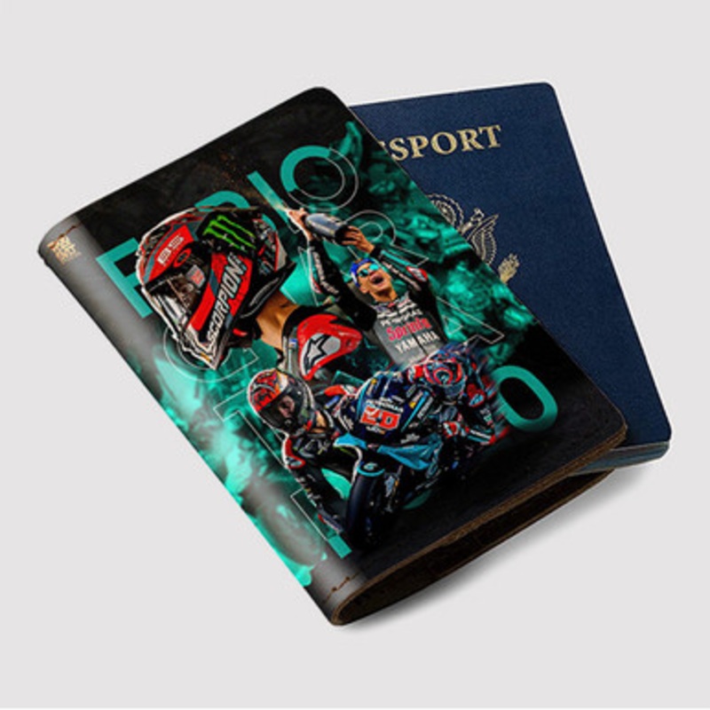Pastele Fabio Quartararo Custom Passport Wallet Case With Credit Card Holder Awesome Personalized PU Leather Travel Trip Vacation Baggage Cover