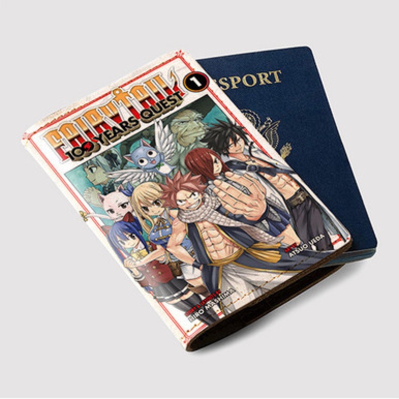 Pastele Fairy Tail 100 Years Quest Custom Passport Wallet Case With Credit Card Holder Awesome Personalized PU Leather Travel Trip Vacation Baggage Cover