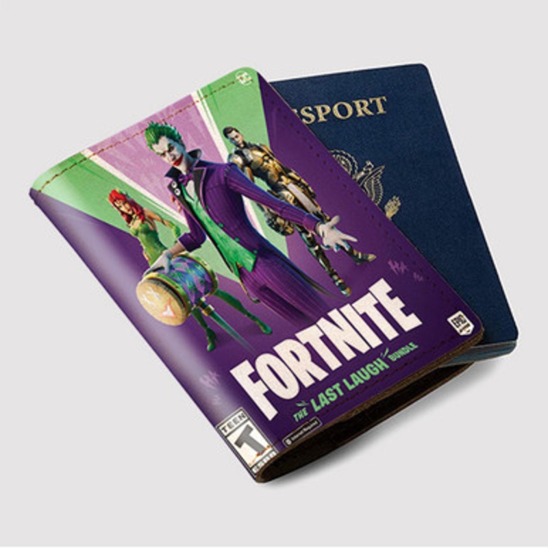 Pastele Fortnite The Last Laugh Bundle PS5 Custom Passport Wallet Case With Credit Card Holder Awesome Personalized PU Leather Travel Trip Vacation Baggage Cover