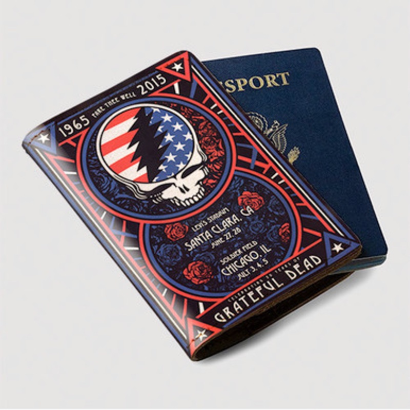 Pastele Grateful Dead Fare Thee Well Poster Custom Passport Wallet Case With Credit Card Holder Awesome Personalized PU Leather Travel Trip Vacation Baggage Cover