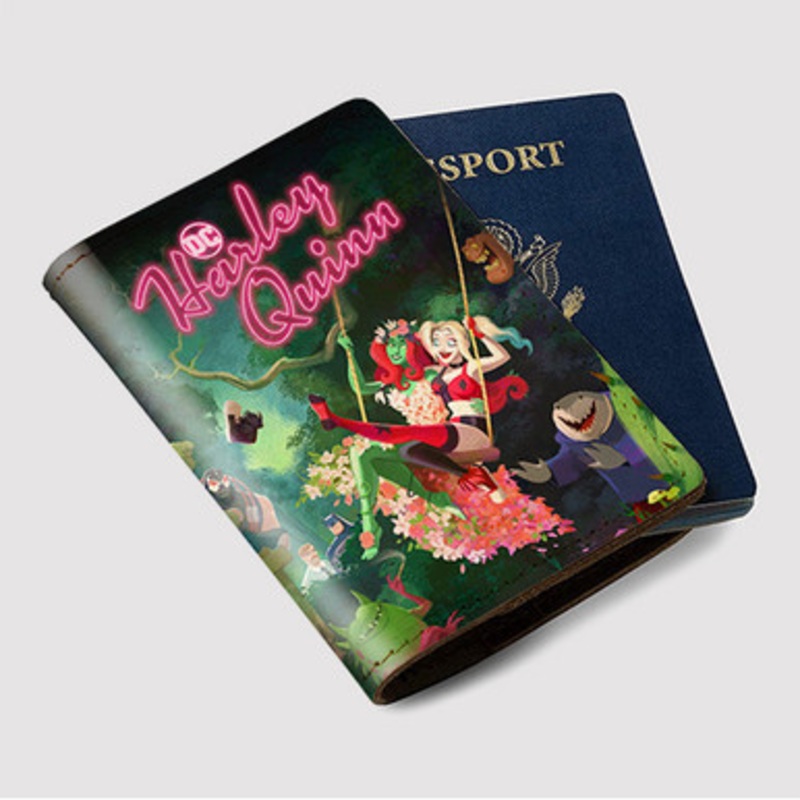 Pastele Harley Quinn 2022 Custom Passport Wallet Case With Credit Card Holder Awesome Personalized PU Leather Travel Trip Vacation Baggage Cover
