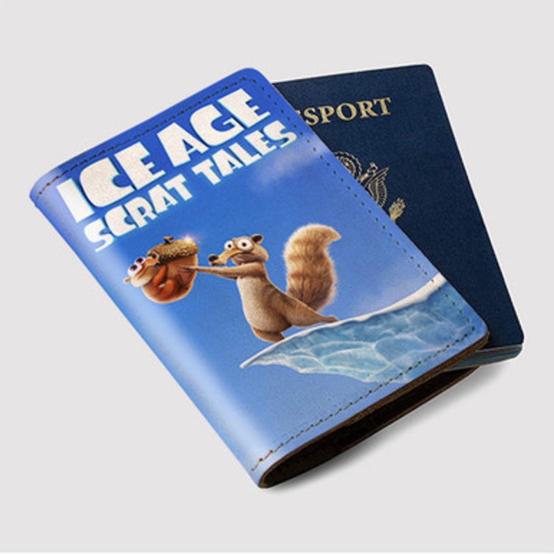 Pastele Ice Age Scrat Tales Custom Passport Wallet Case With Credit Card Holder Awesome Personalized PU Leather Travel Trip Vacation Baggage Cover