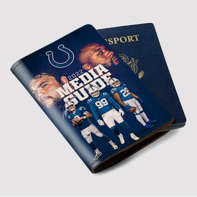Pastele Indianapolis Colts NFL 2022 Custom Passport Wallet Case With Credit Card Holder Awesome Personalized PU Leather Travel Trip Vacation Baggage Cover