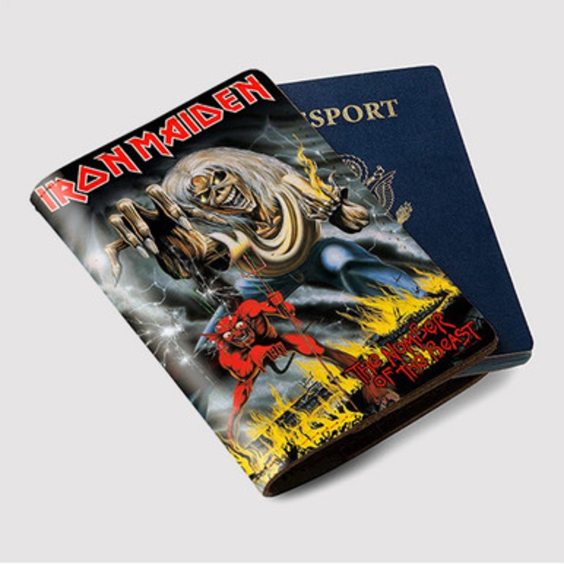 Pastele Iron Maiden The Number of The Beast Custom Passport Wallet Case With Credit Card Holder Awesome Personalized PU Leather Travel Trip Vacation Baggage Cover