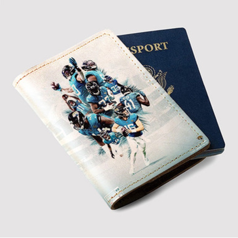 Pastele Jacksonville Jaguars NFL 2022 Custom Passport Wallet Case With Credit Card Holder Awesome Personalized PU Leather Travel Trip Vacation Baggage Cover