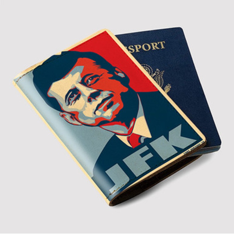 Pastele John F Kennedy JFK Custom Passport Wallet Case With Credit Card Holder Awesome Personalized PU Leather Travel Trip Vacation Baggage Cover
