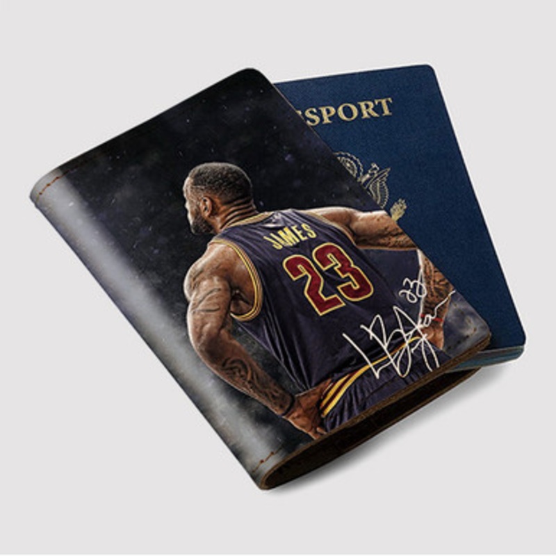 Pastele Lebron James Signed Custom Passport Wallet Case With Credit Card Holder Awesome Personalized PU Leather Travel Trip Vacation Baggage Cover
