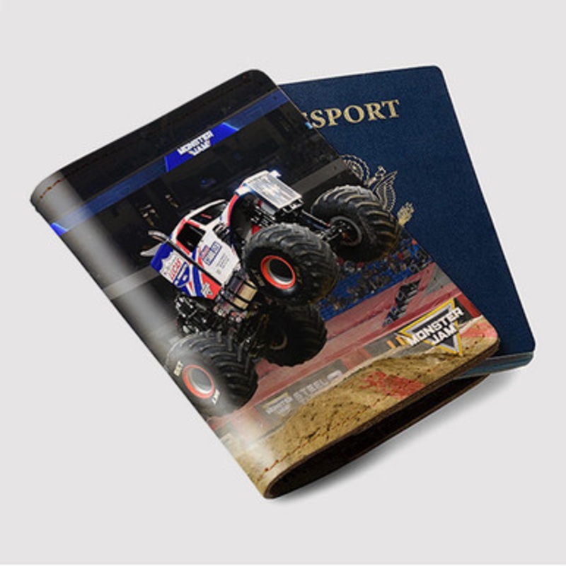 Pastele Lucas Stabilizer Monster Truck Custom Passport Wallet Case With Credit Card Holder Awesome Personalized PU Leather Travel Trip Vacation Baggage Cover
