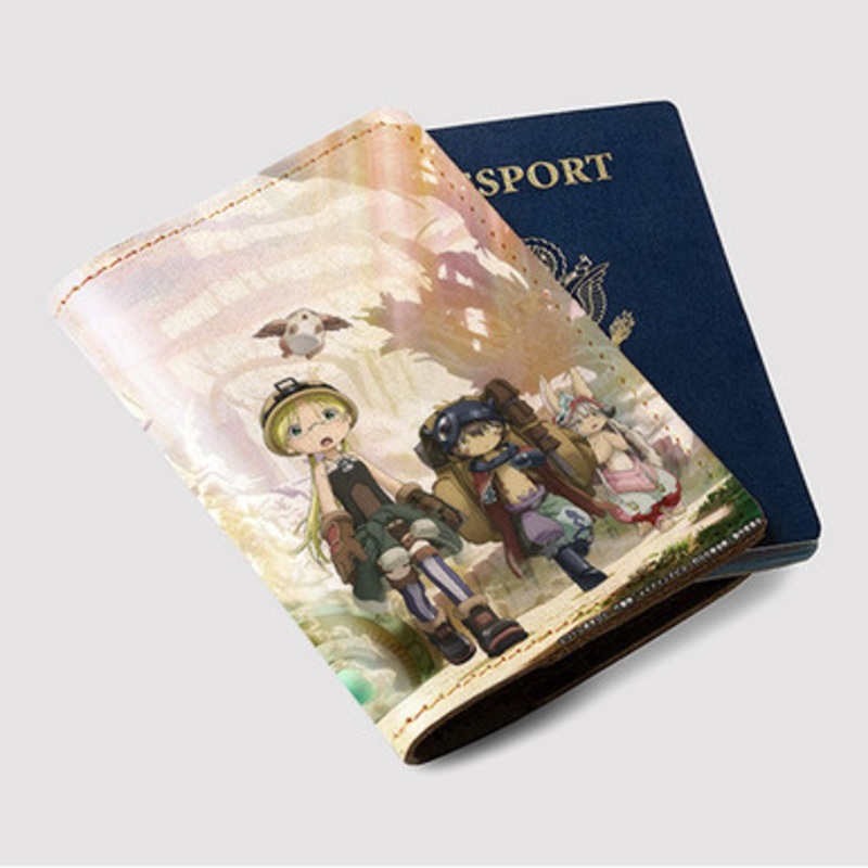 Pastele Made in Abyss Retsujitsu no Ougonkyou Custom Passport Wallet Case With Credit Card Holder Awesome Personalized PU Leather Travel Trip Vacation Baggage Cover