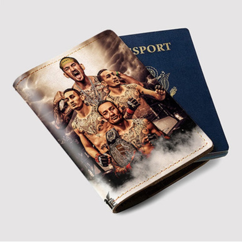 Pastele Max Holloway UFC Custom Passport Wallet Case With Credit Card Holder Awesome Personalized PU Leather Travel Trip Vacation Baggage Cover
