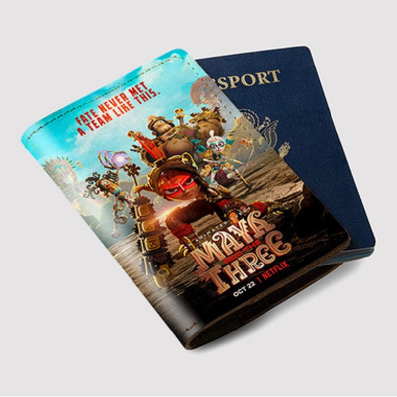 Pastele Maya and the Three Movie Custom Passport Wallet Case With Credit Card Holder Awesome Personalized PU Leather Travel Trip Vacation Baggage Cover