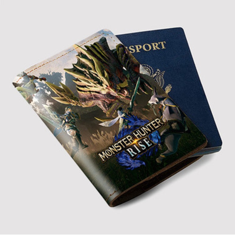 Pastele Monster Hunter Rise Custom Passport Wallet Case With Credit Card Holder Awesome Personalized PU Leather Travel Trip Vacation Baggage Cover