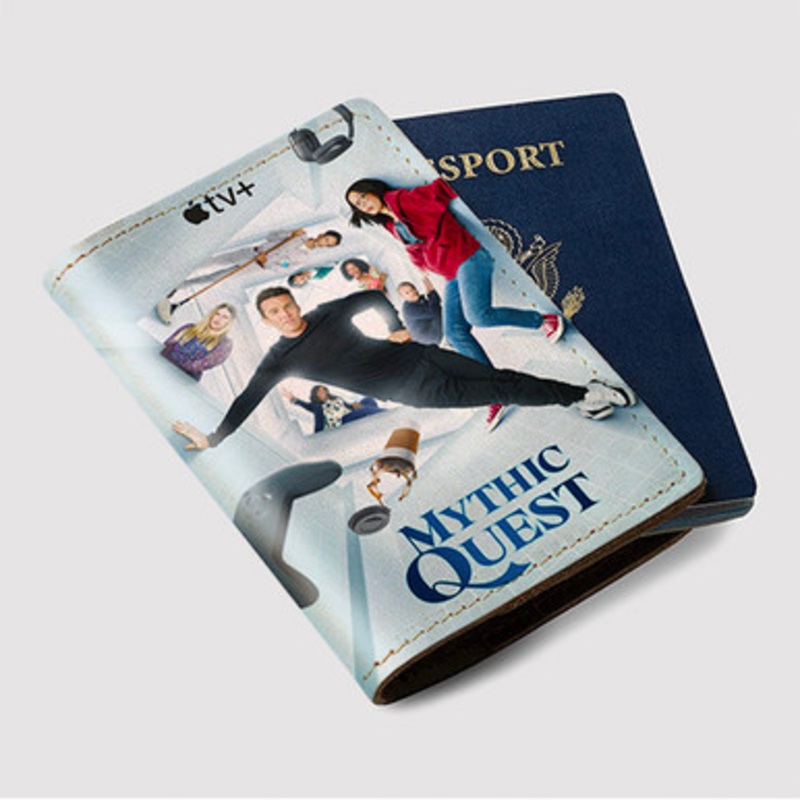 Pastele Mythic Quest Custom Passport Wallet Case With Credit Card Holder Awesome Personalized PU Leather Travel Trip Vacation Baggage Cover