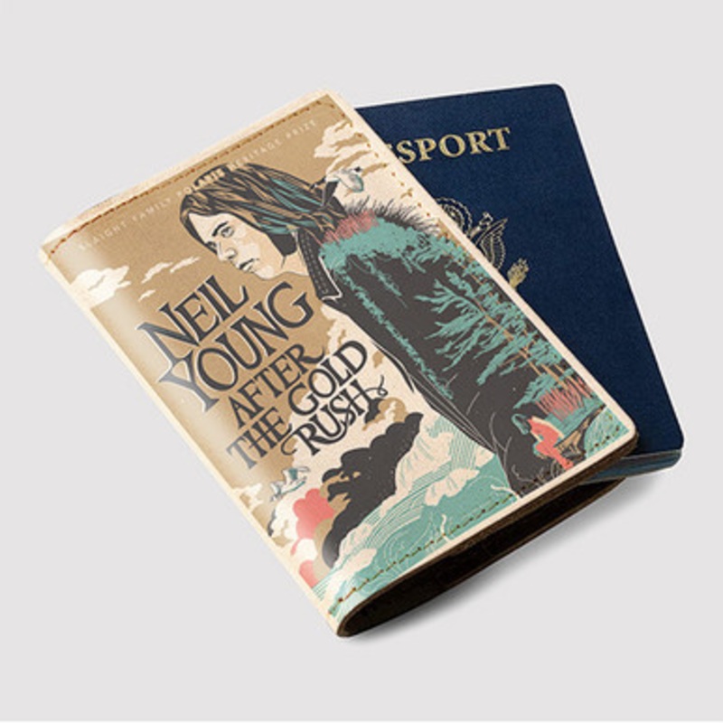 Pastele Neil Young After The Gold Rush Custom Passport Wallet Case With Credit Card Holder Awesome Personalized PU Leather Travel Trip Vacation Baggage Cover