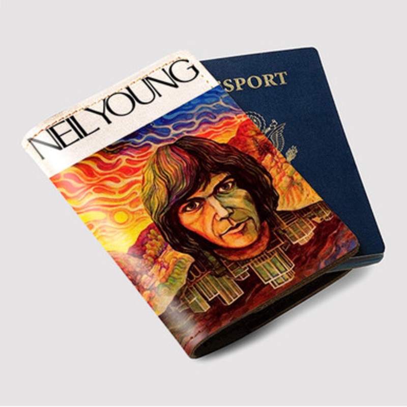 Pastele Neil Young First Album Custom Passport Wallet Case With Credit Card Holder Awesome Personalized PU Leather Travel Trip Vacation Baggage Cover