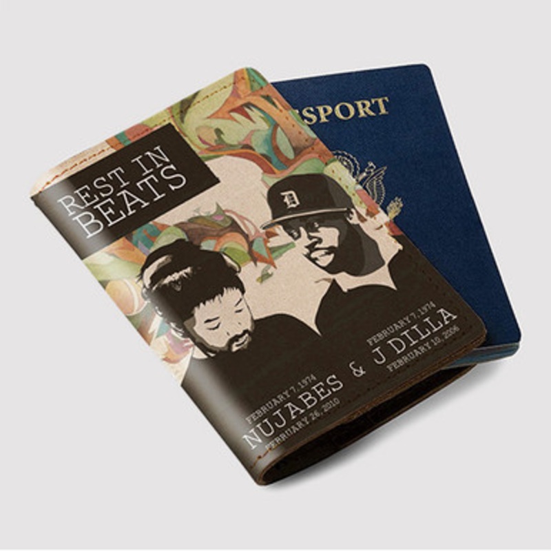 Pastele Nujabes and J Dilla Rest In Beats Custom Passport Wallet Case With Credit Card Holder Awesome Personalized PU Leather Travel Trip Vacation Baggage Cover