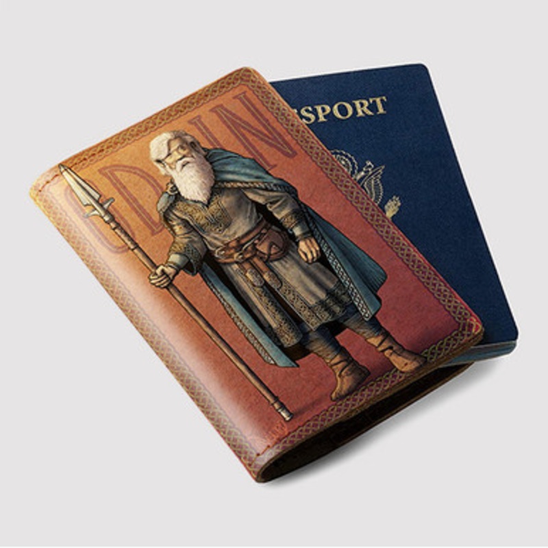 Pastele Odin God of Asgard Custom Passport Wallet Case With Credit Card Holder Awesome Personalized PU Leather Travel Trip Vacation Baggage Cover