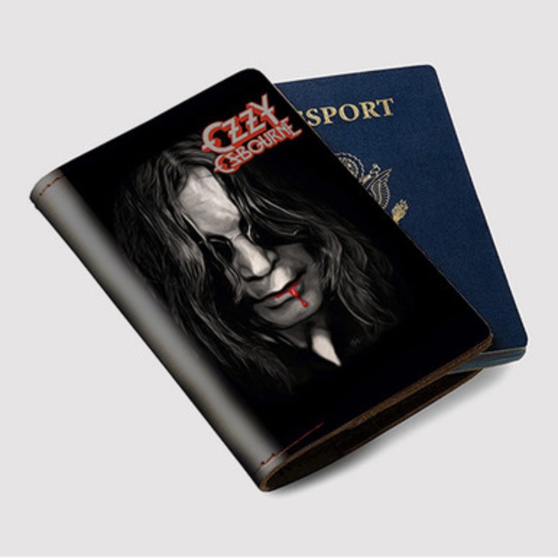 Pastele Ozzy Ozbourne Custom Passport Wallet Case With Credit Card Holder Awesome Personalized PU Leather Travel Trip Vacation Baggage Cover