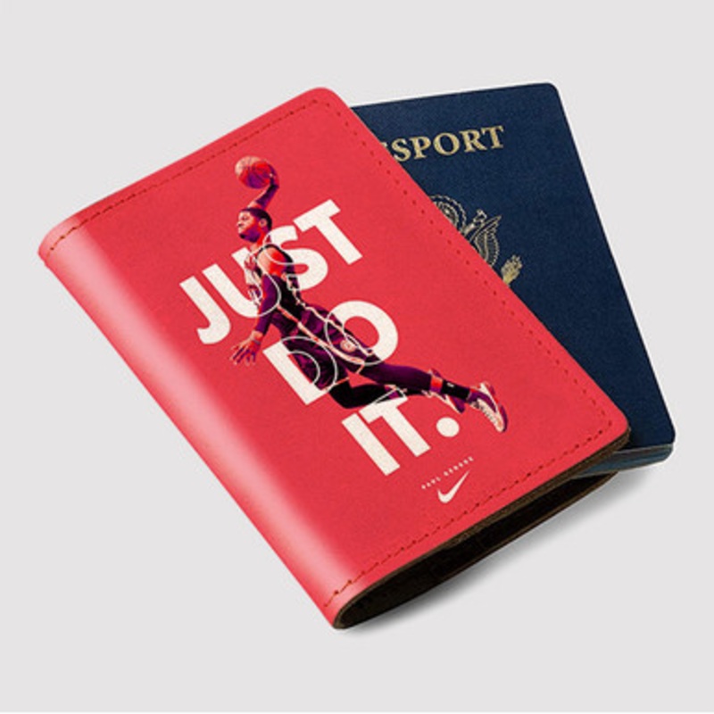 Pastele Paul George Just Do It Custom Passport Wallet Case With Credit Card Holder Awesome Personalized PU Leather Travel Trip Vacation Baggage Cover