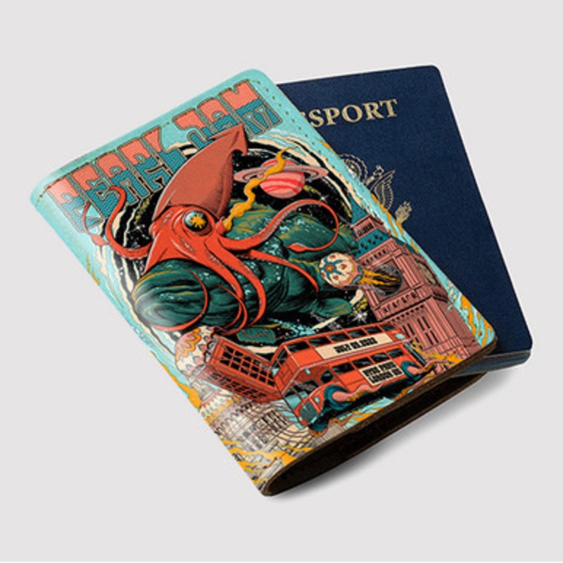 Pastele Pearl Jam UK jpeg Custom Passport Wallet Case With Credit Card Holder Awesome Personalized PU Leather Travel Trip Vacation Baggage Cover