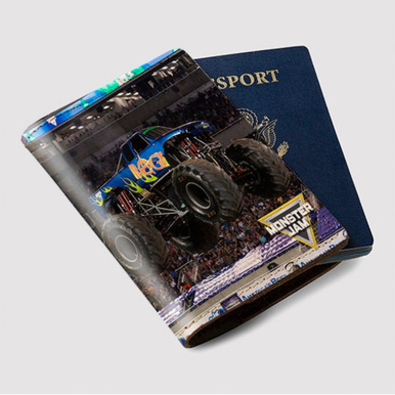 Pastele RAGE Monster Truck Custom Passport Wallet Case With Credit Card Holder Awesome Personalized PU Leather Travel Trip Vacation Baggage Cover