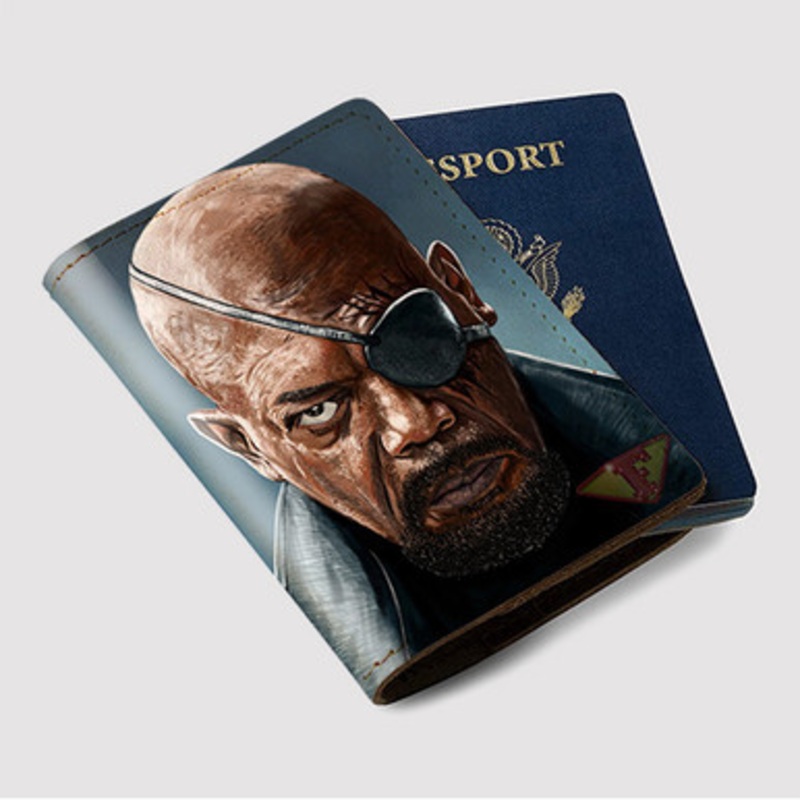 Pastele Samuel L Jackson Nick Fury Custom Passport Wallet Case With Credit Card Holder Awesome Personalized PU Leather Travel Trip Vacation Baggage Cover