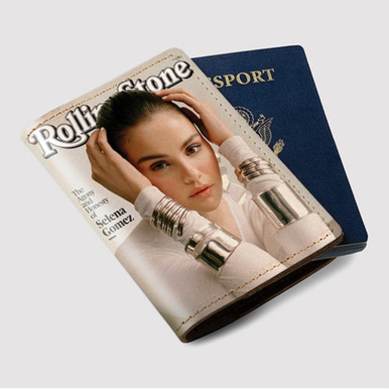Pastele Selena Gomez Rolling Stone Custom Passport Wallet Case With Credit Card Holder Awesome Personalized PU Leather Travel Trip Vacation Baggage Cover