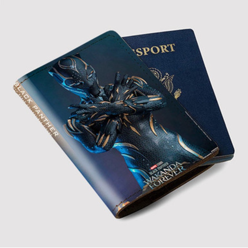 Pastele Shuri Black Panther Wakanda Forever Custom Passport Wallet Case With Credit Card Holder Awesome Personalized PU Leather Travel Trip Vacation Baggage Cover