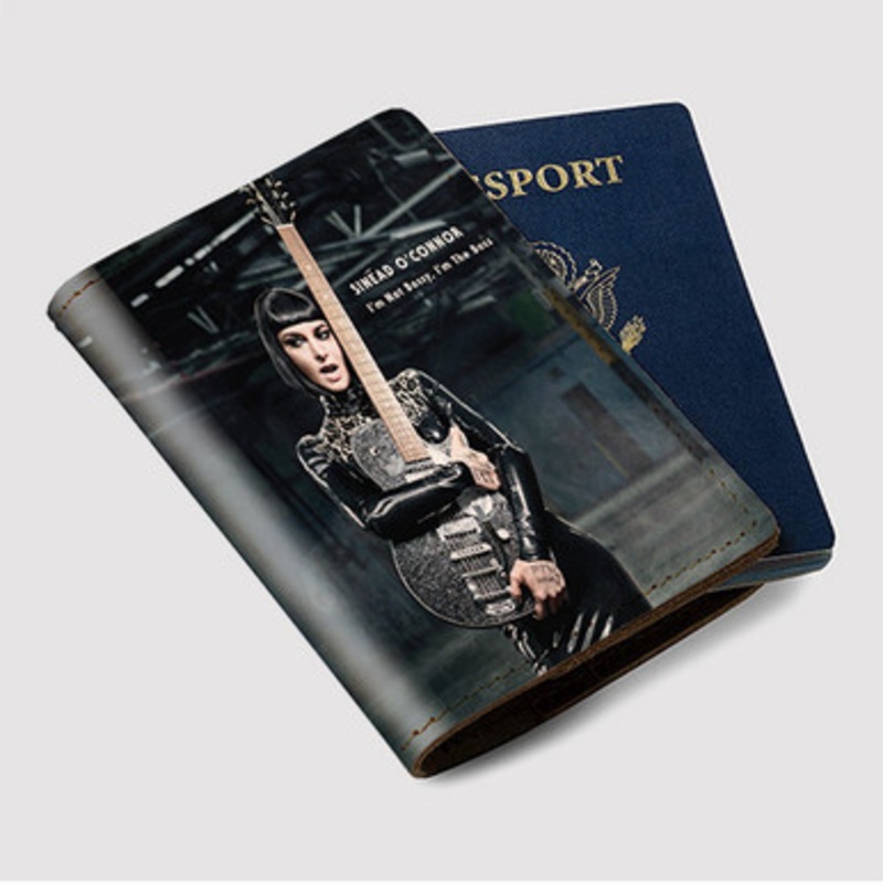 Pastele Sinead O Connor Guitar Custom Passport Wallet Case With Credit Card Holder Awesome Personalized PU Leather Travel Trip Vacation Baggage Cover