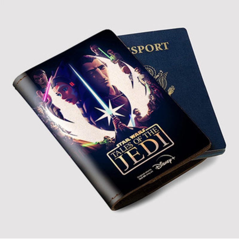 Pastele Star Wars Tales of the Jedi Custom Passport Wallet Case With Credit Card Holder Awesome Personalized PU Leather Travel Trip Vacation Baggage Cover